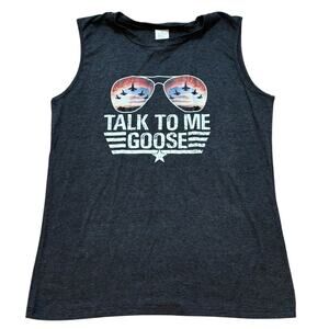 “Talk To Me Goose” Top Gun, Maverick Movie, Black Oversized Tank Top, Size XL
